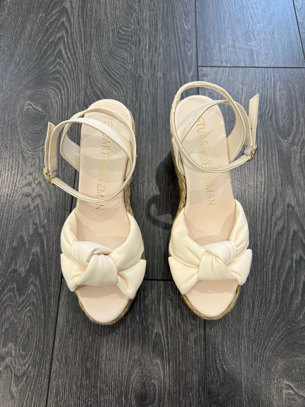 Stuart Weitzman Light Beige Espadrille Wedge Sandals - Picture 1 of 4